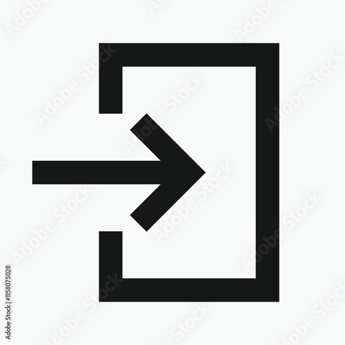 black and white entrance arrow icon, Doorway entrance sign. login icons. Set of sign in, open door symbol. 