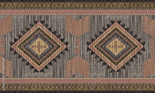 Navajo tribal vector seamless pattern. Native American ornament. Ethnic South Western decor style. Boho geometric ornament. Vector seamless pattern. Mexican blanket, rug. Woven carpet illustration
