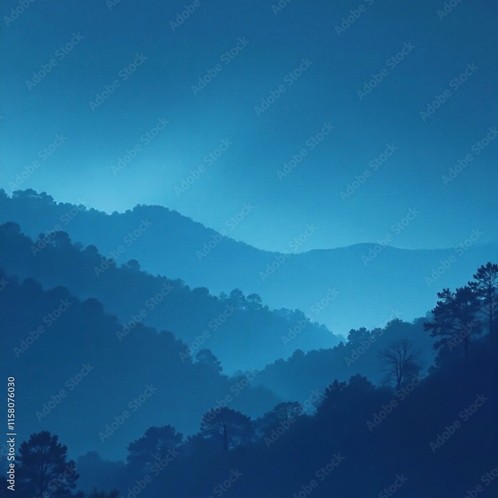 Dense foggy mist enveloping a serene abstract blue background, quiet contemplation, gentle Dense foggy mist enveloping a serene abstract blue background, quiet contemplation, gentle