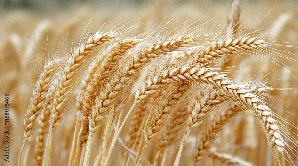 Close-up of ripe golden wheat stalks in a field. Close-up of ripe golden wheat stalks in a field.