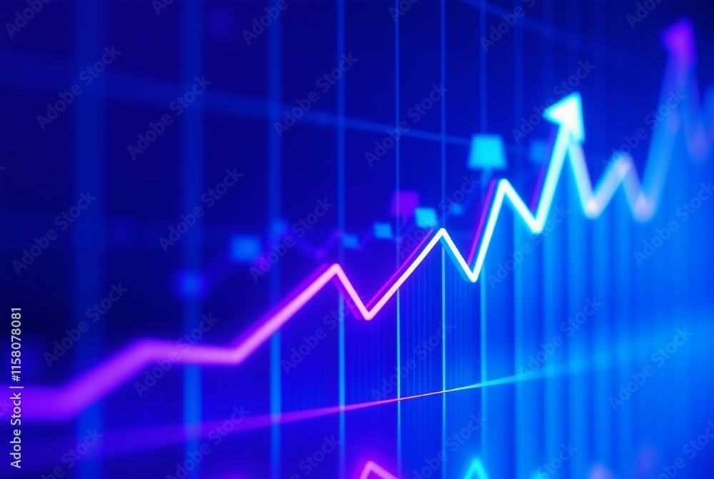 Dynamic Financial Growth Chart with Vivid Neon Colors and Arrow Indicators Dynamic Financial Growth Chart with Vivid Neon Colors and Arrow Indicators