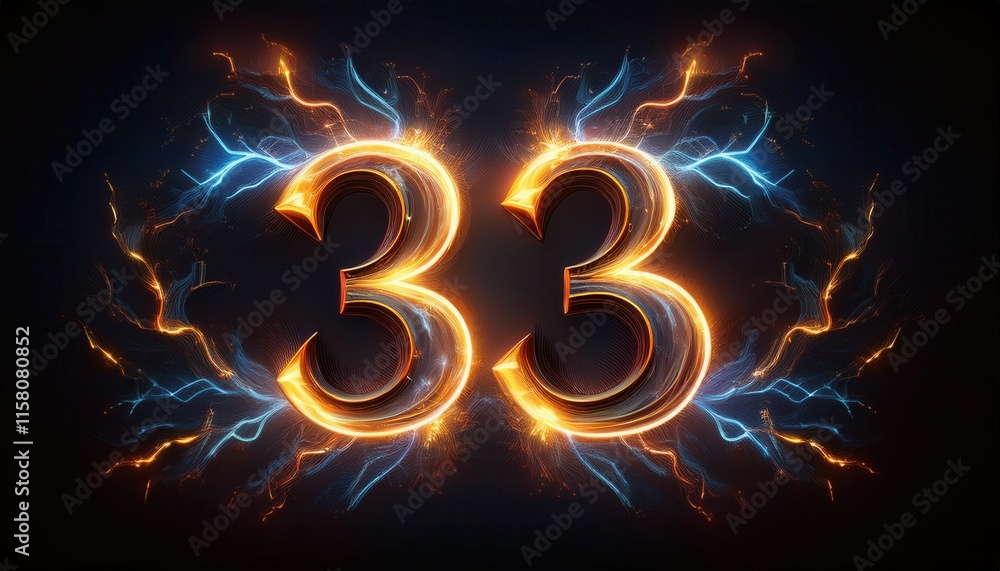 Electrifying Design Featuring Number 33 with Vibrant Energy Effects