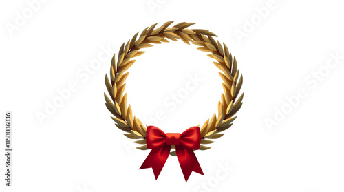 minimalist gold laurel wreath isolated on white background