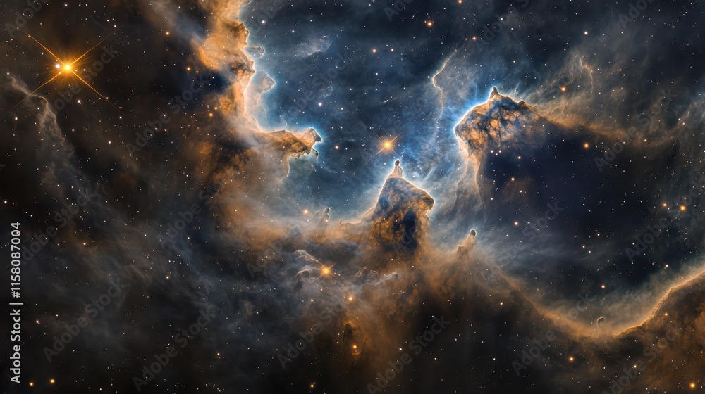 Obraz premium breathtaking view of swirling galaxies and bright stars in deep space, showcasing vibrant colors and intricate cosmic formations that evoke sense of wonder and exploration