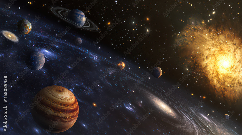 stunning cosmic vista featuring colorful planets and vibrant galaxy, showcasing beauty of universe with swirling stars and celestial bodies stunning cosmic vista featuring colorful planets and vibrant galaxy, showcasing beauty of universe with swirling stars and celestial bodies