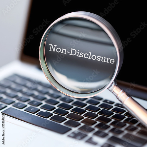 Non-Disclosure agreement. Magnifying glass focuses on 