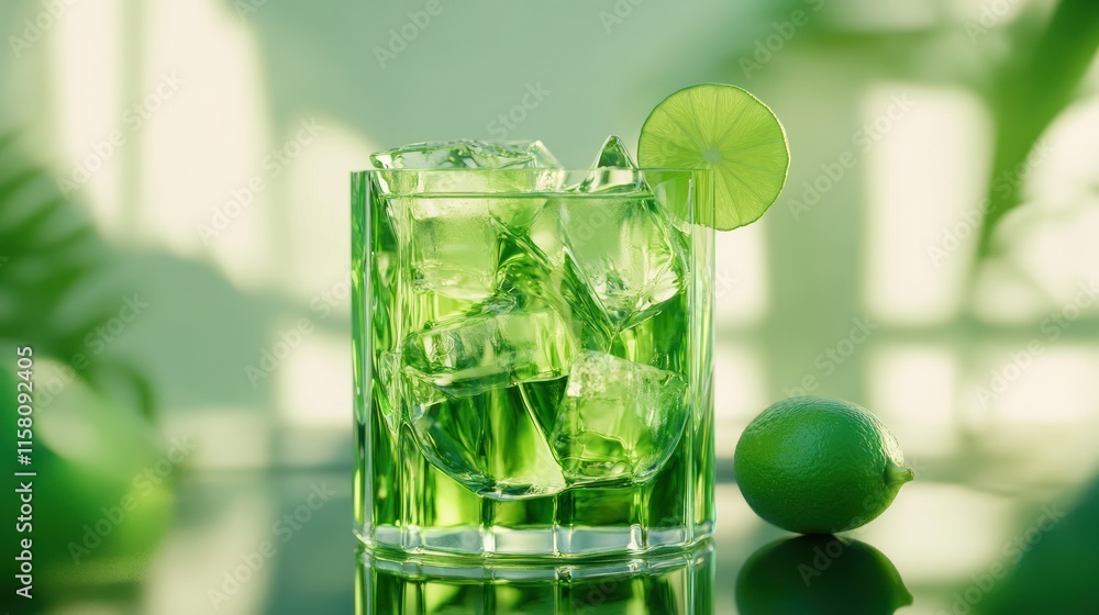 Refreshing Green Cocktail with Lime Refreshing Green Cocktail with Lime