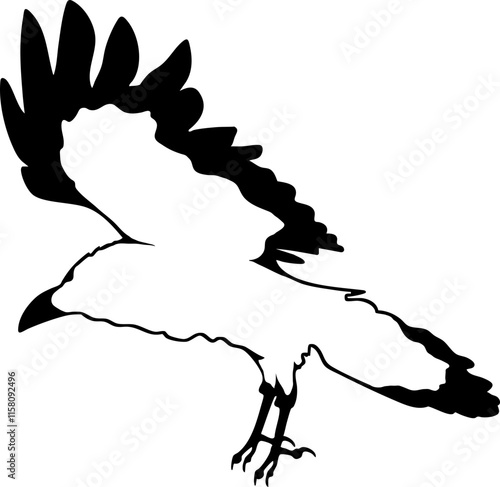 Bird Raven Crow Black Silhouette for Icon.