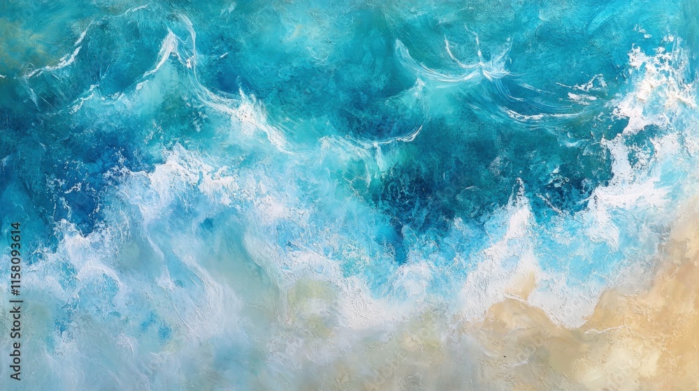 Obraz premium Ocean Waves Abstract Painting: Turquoise Tides