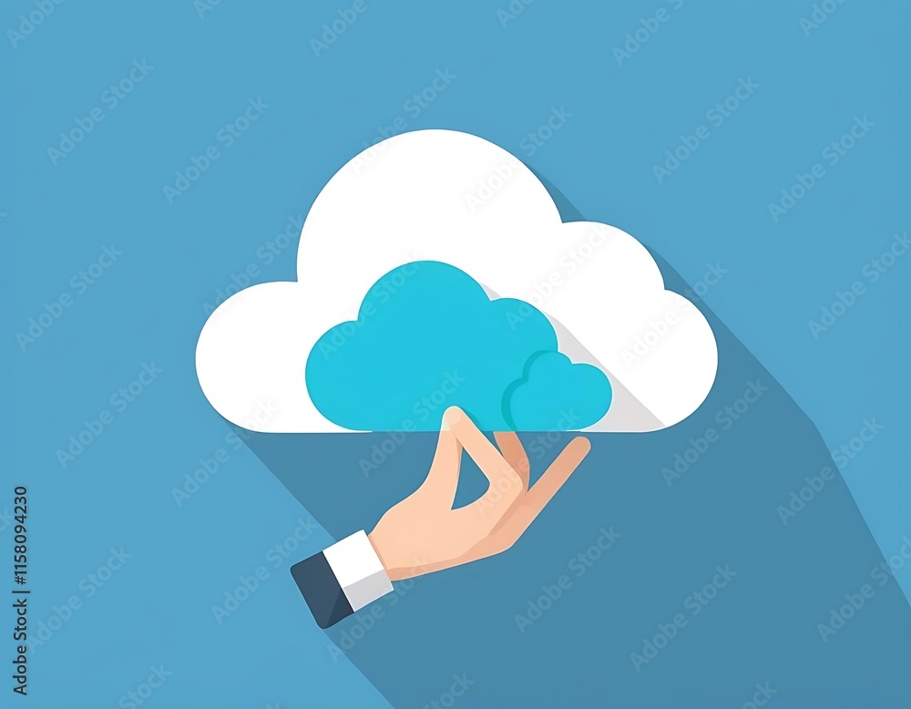 Hand holding cloud computing data storage network Hand holding cloud computing data storage network