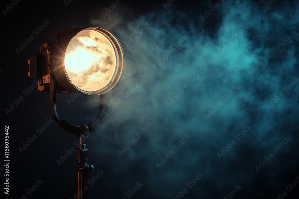 Bright spotlight with smoke effect on dark background. Bright spotlight with smoke effect on dark background.