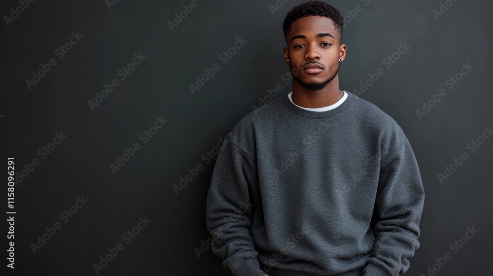 Young man in casual attire against a dark background. Young man in casual attire against a dark background.