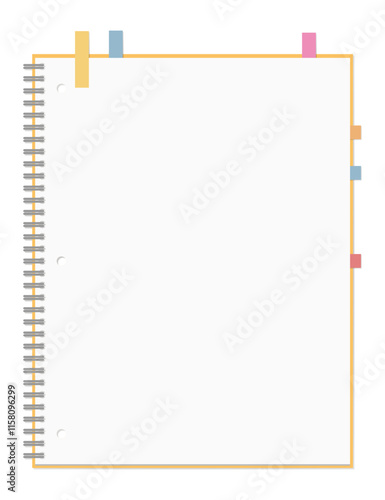 シンプルな無地のノートと付箋のセット、リングノート