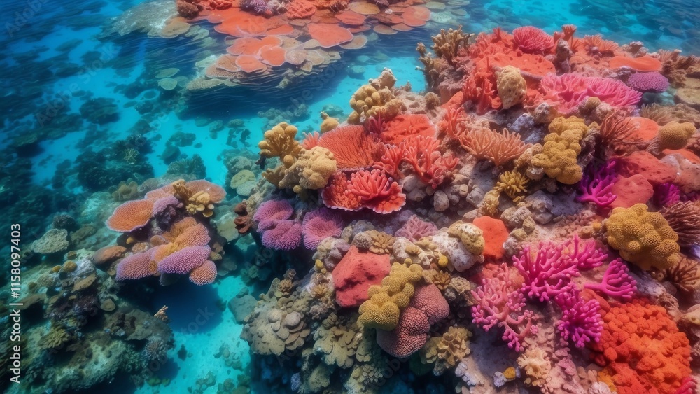 Fototapeta premium Aerial View of a Vibrant Coral Reef in the Ocean