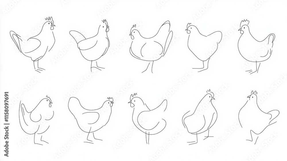 Cute Chicken Clip Art Collection with Playful Line Drawings for Fun Designs and Projects Cute Chicken Clip Art Collection with Playful Line Drawings for Fun Designs and Projects