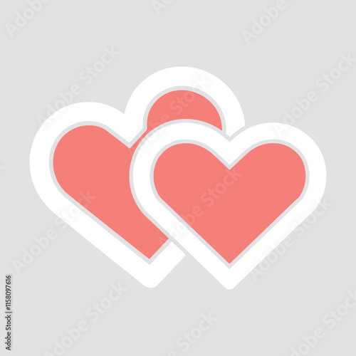 two hearts love valentines day collection shape romantic wedding icon vector image
