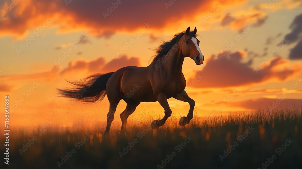 horse in sunset horse in sunset