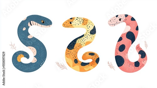 Adorable Collection of Anaconda Clip Art Illustrations Featuring Cute Snake Designs in Various Colors and Patterns