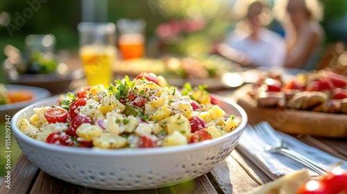 Wallpaper Mural Creamy potato salad with cherry tomatoes, herbs. Perfect for summer gatherings, BBQs, potlucks. Torontodigital.ca