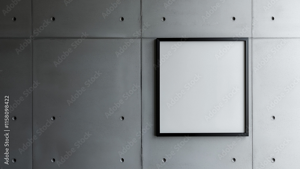 a minimalist wall with textured concrete and a blank modern frame a minimalist wall with textured concrete and a blank modern frame