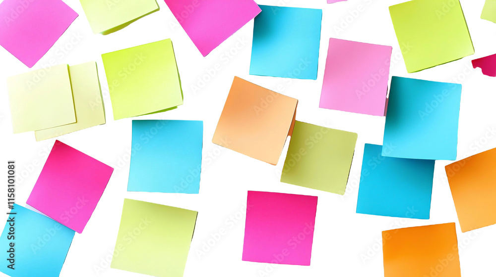Colourful Sticky Note for Reminders Isolated on White Background Colourful Sticky Note for Reminders Isolated on White Background
