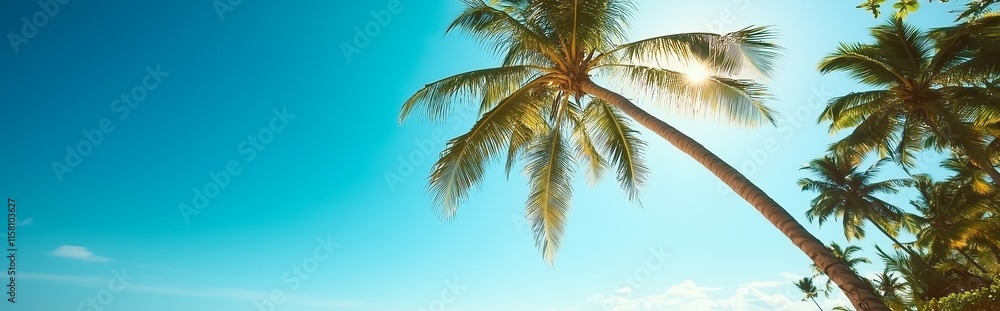 Stunning view of coconut trees along a serene beach with turquoise waters and golden sands, creating a tropical paradise under a clear blue sky. Stunning view of coconut trees along a serene beach with turquoise waters and golden sands, creating a tropical paradise under a clear blue sky.