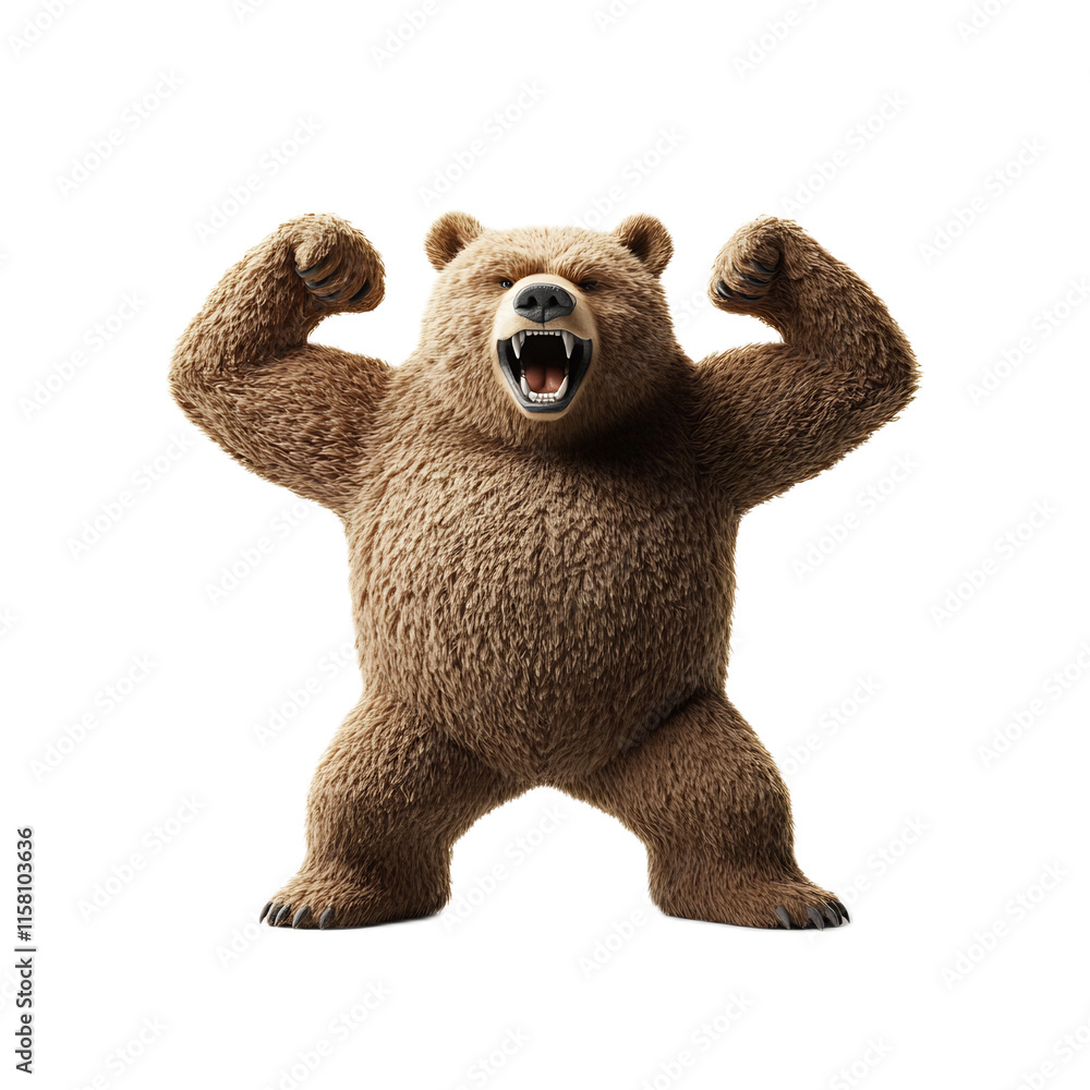 Powerful and Physically Imposing Grizzly Bear Flexing Its Muscular Arms in a Fierce Pose Displaying Its Strength and Ferocity Powerful and Physically Imposing Grizzly Bear Flexing Its Muscular Arms in a Fierce Pose Displaying Its Strength and Ferocity
