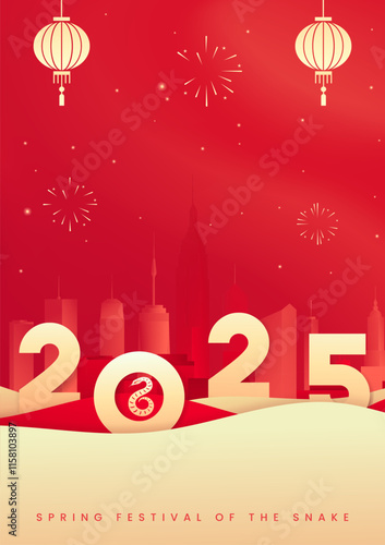 Spring Festival poster Design 2025 title and celebratory elements