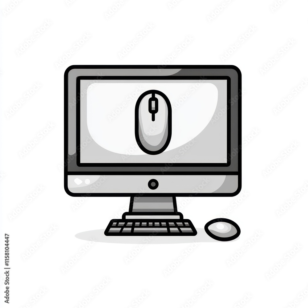 Simple computer desktop icon with mouse and keyboard. Simple computer desktop icon with mouse and keyboard.
