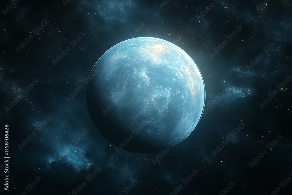 Fototapeta premium Blue exoplanet in space.