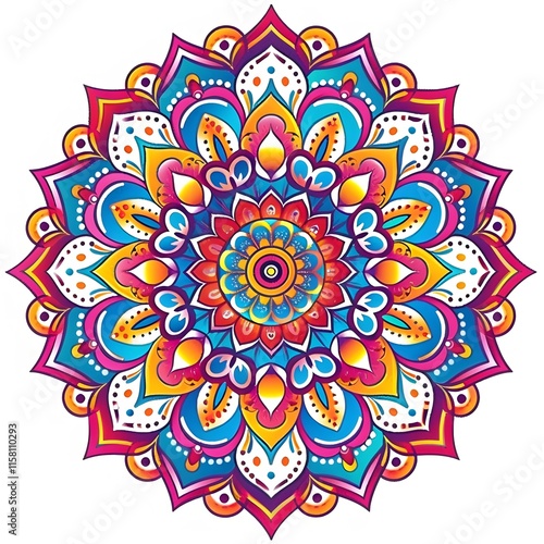 Colorful Mandala Pattern with Floral Motifs photo