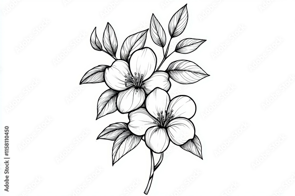 A drawing of a flower with two petals and a stem A drawing of a flower with two petals and a stem