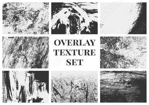 Collection of grunge overlay textures set with old damage, dirty grain, and scratches. Perfect for adding a rugged, worn-out look to artwork.