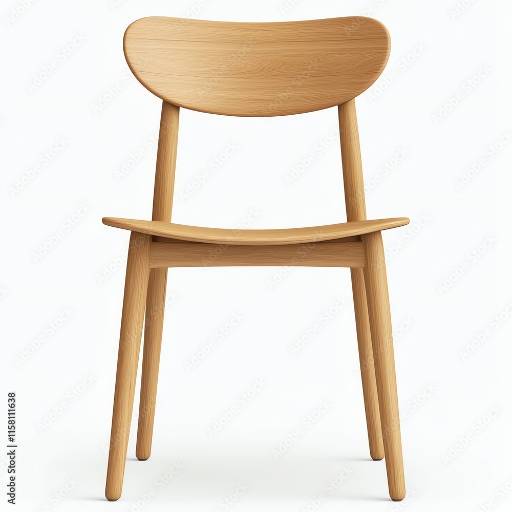 A minimalist wooden chair with a curved backrest and smooth finish, perfect for modern interiors. A minimalist wooden chair with a curved backrest and smooth finish, perfect for modern interiors.