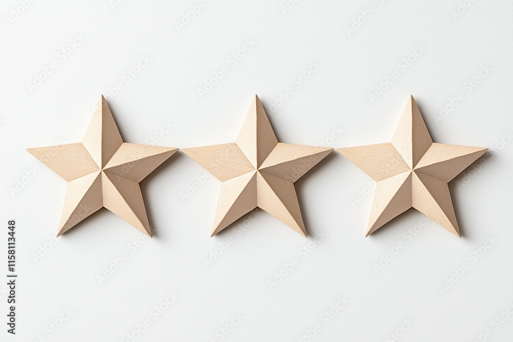 Three stars are arranged in a row on a white background Three stars are arranged in a row on a white background