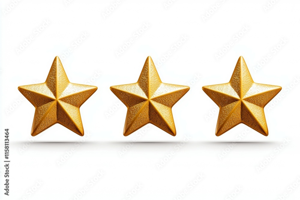 Three gold stars are shown in the image, with one in the middle Three gold stars are shown in the image, with one in the middle