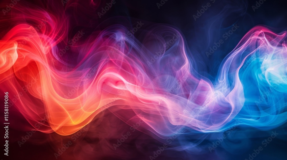 Abstract colorful smoke swirls on black background. Abstract colorful smoke swirls on black background.