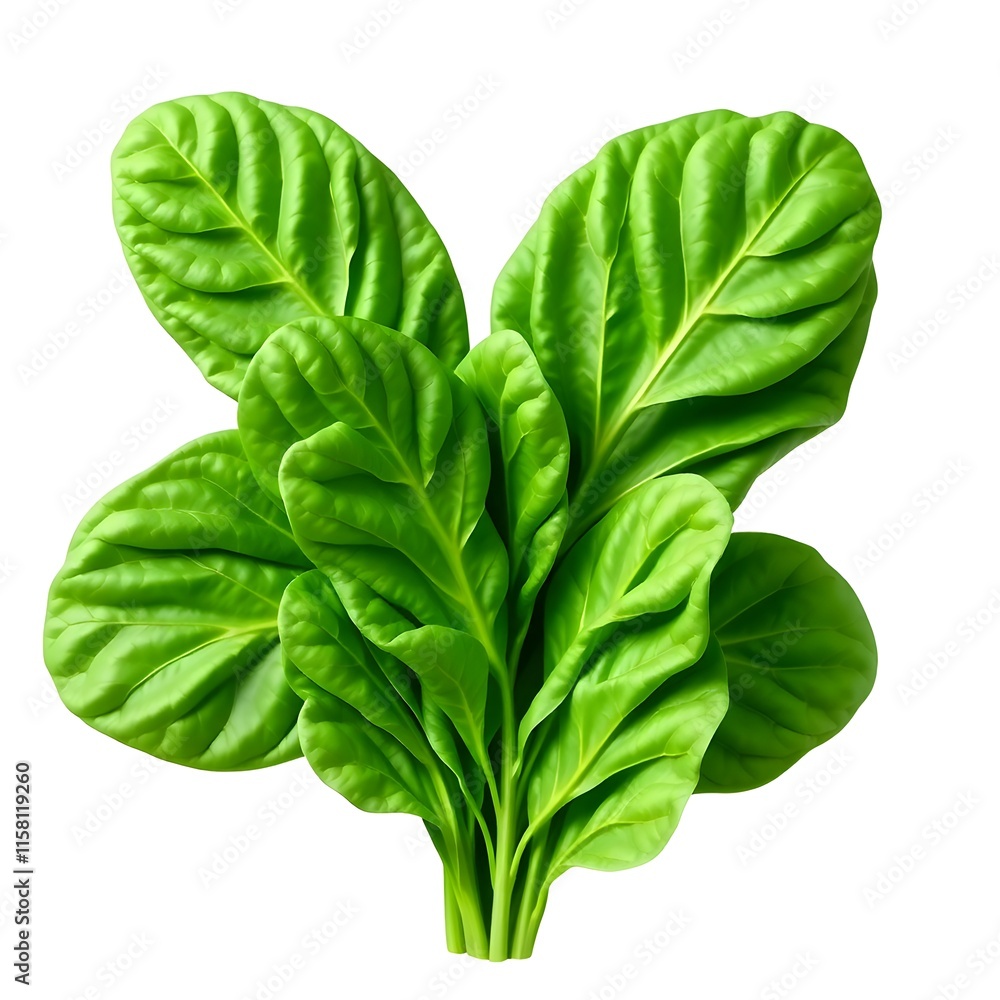 Obraz premium Healthy Green Collard Greens on White Background with Cut Out Style