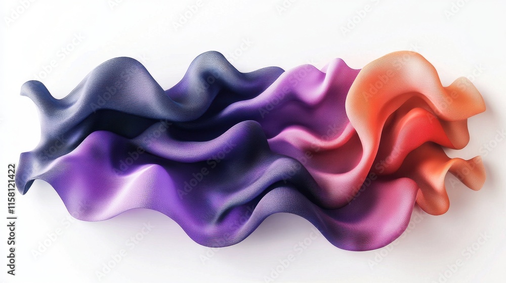 Abstract Colorful Fabric Waves: A 3D Render of Flowing Gradient Textile Abstract Colorful Fabric Waves: A 3D Render of Flowing Gradient Textile