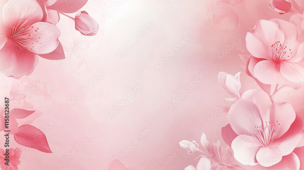 soft pink gradient background with floral accents in the corners, Ai generated images soft pink gradient background with floral accents in the corners, Ai generated images