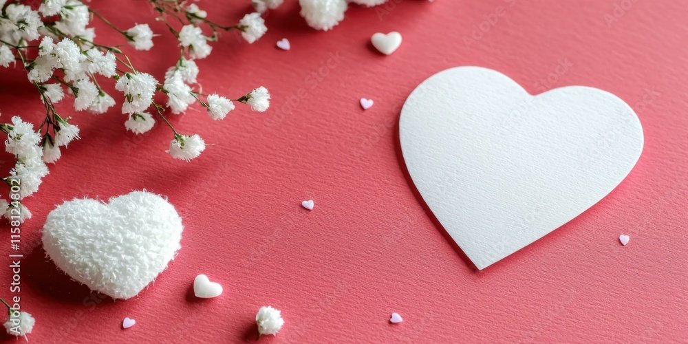 Obraz premium Romantic hearts arrangement studio photography warm colors close-up