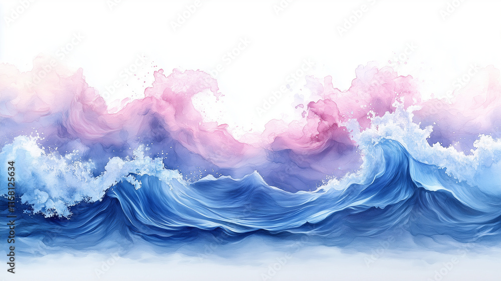 Abstract Blue and purple Watercolor Wave on White Background Abstract Blue and purple Watercolor Wave on White Background
