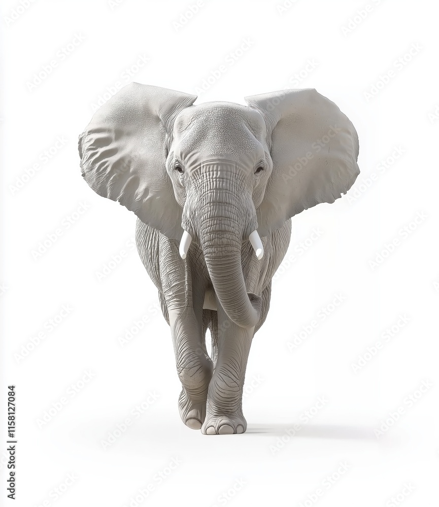 Fototapeta premium Elephant Walking on White Background