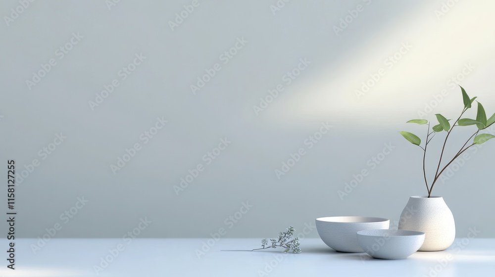 Minimalist table with modern vases and plants. Minimalist table with modern vases and plants.