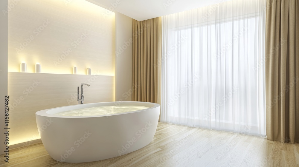 Modern bathroom with stylish bathtub and decor. Modern bathroom with stylish bathtub and decor.