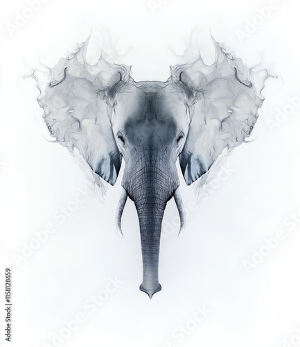 Majestic Elephant with Abstract Smoke Ears