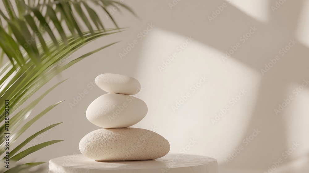 Serene stack of smooth pebbles in sunlight. Serene stack of smooth pebbles in sunlight.