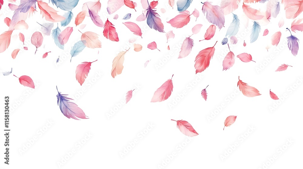 A watercolor illustration of falling leaves in soft pastel colors against a white background. A watercolor illustration of falling leaves in soft pastel colors against a white background.