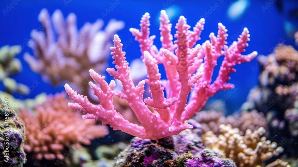 Fototapeta premium Vibrant Coral Reef Exploration with Soft Lighting