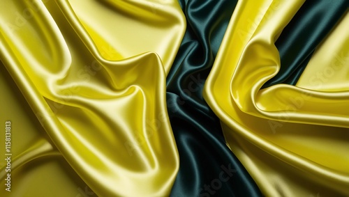 Luxury silk fabric with wrinkles noisy background in yellow shine shade for web designs, background textures, wedding, fashion themes and concepts.	